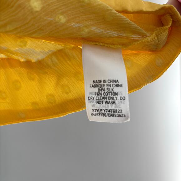 Y2K Vintage Guess Silk Blend Yellow Polka Dot Semi Sheer Top Size Medium - Picture 8 of 8